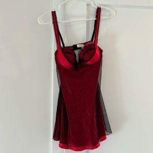 Victorias Secret Red Slip with Black Lace - Size 34B